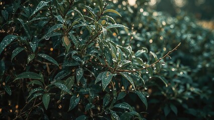 Poster - New Pictures of the Spicy Tree Covered in Dew Drops