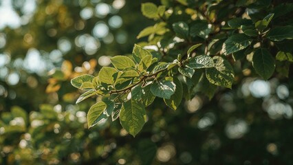 Poster - Close-up of vibrant green foliage on a sunny summer afternoon