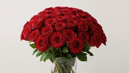 Poster - Freshly gathered red roses set within a sleek glass jar