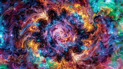Poster - Colorful fractal forms produce a sense of motion in the abstract background