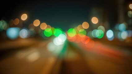 Poster - Defocused colorful lights creating bokeh effect