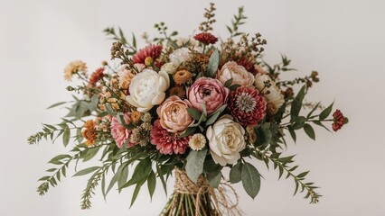 Fototapete - Bohemian floral arrangement. Artistic design for wedding invite and save the date card. Photo