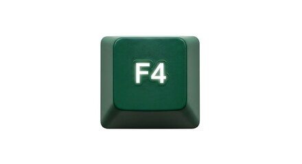 Poster - Close up of a green F4 computer key on white background