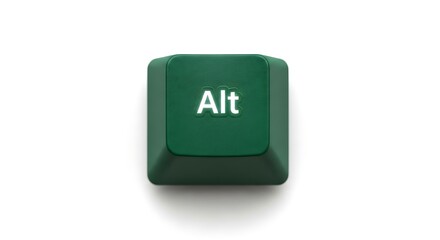 Poster - Close-up of a green Alt computer key on white background
