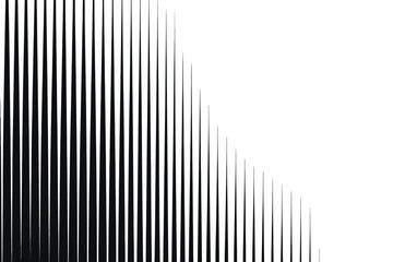 Poster - A monochrome abstract image featuring a series of vertical lines decreasing in height against a white background