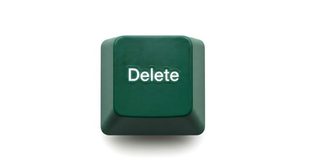 Poster - Close-up of a green delete key on a white background
