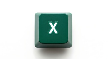 Poster - Close-up of a green 'X' keycap on a white background