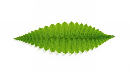 Poster - Isolated Green Fern Leaf Against a White Backdrop