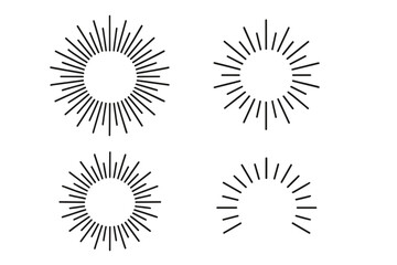 Poster - Vector sunburst set. Retro starburst icon with radiant rays. Abstract vintage sunbeam graphic for logos, icons and design. Black minimalist explosion light ray element.