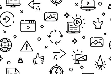 Aufkleber - Seamless Pattern Design Template on White Background with Basic Color Palette