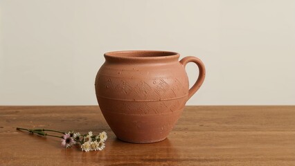 Poster - Stylish ceramic planter showcased on a wooden surface