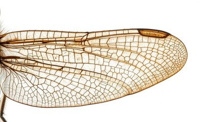 Macro photograph showcasing dragonfly wings against a white surface