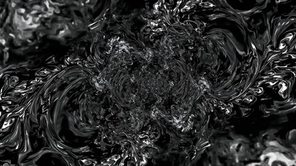 Poster - Monochrome digital fractal art generated via computer