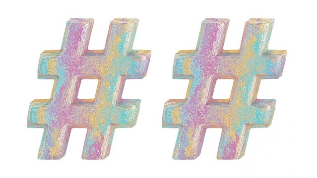 Pastel-hued metallic parentheses rendered in 3D with a rough brushstroke texture on bold font, isolated on a white backdrop