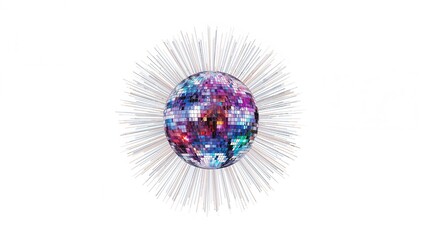 Poster - Shining disco globe plus clipping patch - photo against white background