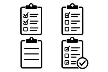 Poster - Clipboard icon set with checklist and to do list. Vector for task management, planning and productivity. Simple business graphic for organization. Check mark on form.