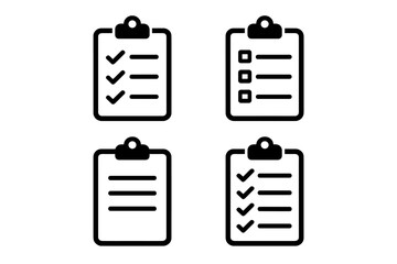 Poster - Clipboard icon set for business productivity. Vector checklist for task management and organization. To-do list symbol for planning and project schedule. Simple form design.