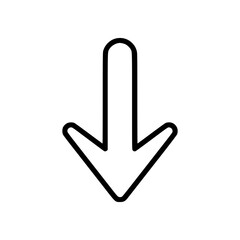 Poster - Arrow pointing down in simple outline style, concept of outline icon  