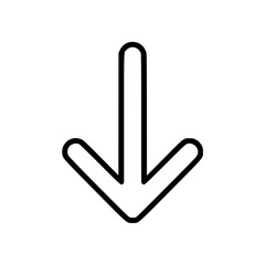 Poster - Downward thin arrow outline icon in simple black outline design  