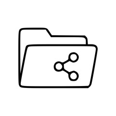 Poster - Outline icon of a sharing folder with connection symbols  