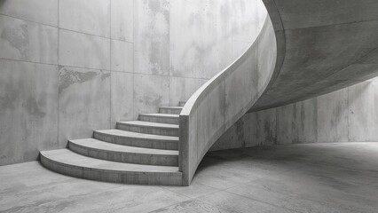 Poster - Blueprint for a curved concrete staircase