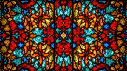 Poster - Vintage colored glass window with abstract background