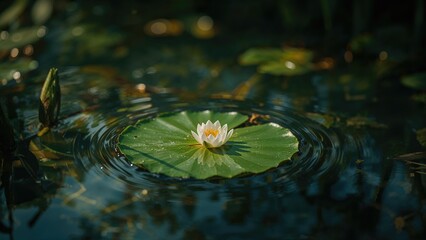 Poster - Macro Shot of a Blooming Water Lily in the Heat of Summer