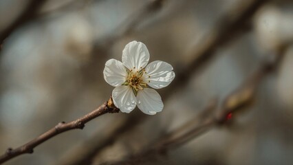 Poster - Macro Shot of Pale Tree Flowers