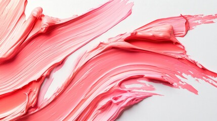 Poster - Bright pink paint strokes create an artistic texture on a clean canvas
