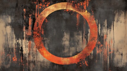 Poster - Abstract circular design with texture and contrasting colors in modern art style