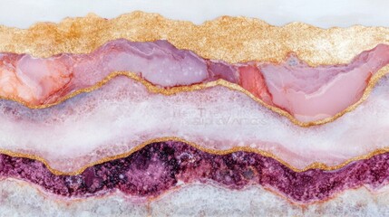 Poster - Vibrant layers of gemstones with gold accents showcasing natural beauty