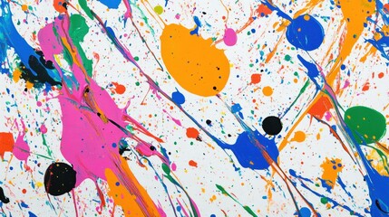 Poster - Vibrant splatter art created with colorful paint on a textured canvas