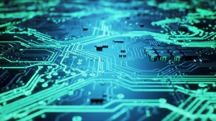 Poster - Abstract circuit board with glowing lines