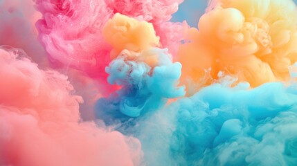 Poster - Colorful clouds of pink, orange, and blue swirl in vibrant display