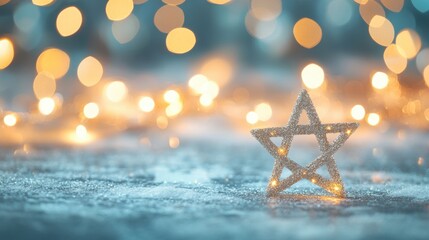 Poster - Sparkling star decoration amid soft glowing lights during the evening
