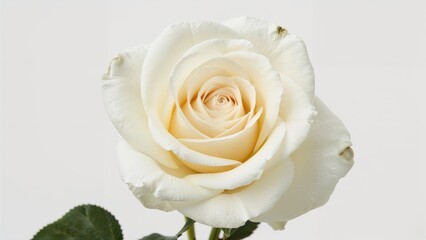 Poster - Close-up shot of a garden rose variety featuring white petals against a plain white backdrop.