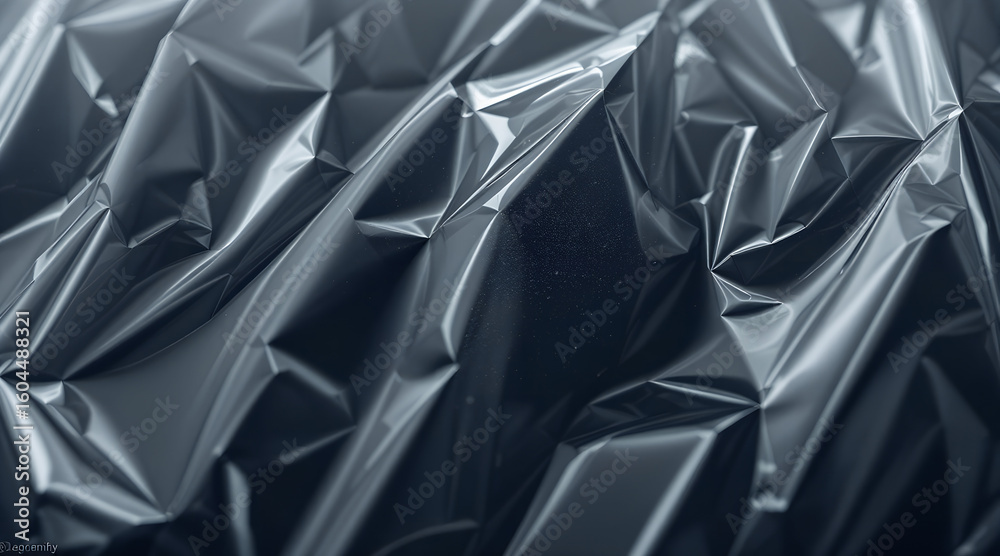 Abstract Close Up of Wrinkled Gray Plastic Sheeting with Light ...