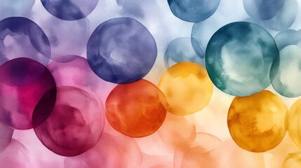 Aufkleber - Colorful bubbles floating creating abstract watercolor background