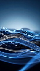 Poster - Flowing waves in shades of blue create an enchanting visual experience with intricate patterns and luminous elements