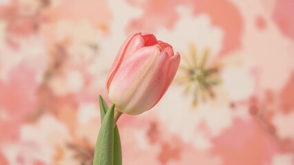 Wall Mural - Summer floral design featuring a blooming tulip bud