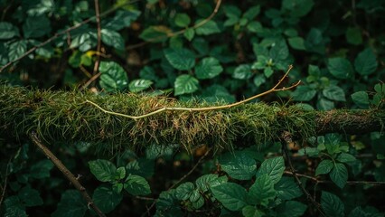 Poster - Twig Landing on a Mossy Surface