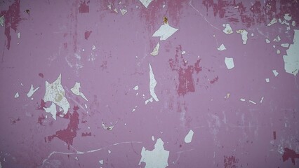 Poster - Mauve facade showing worn and chipped white paint