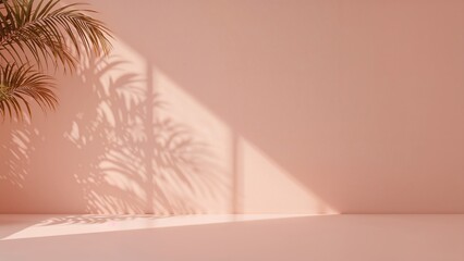 Poster - Empty seasonal room studio featuring leaf shadows for showcasing products.