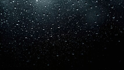 Poster - Black soaked background featuring rain drops for window layering, symbolizing fall weather
