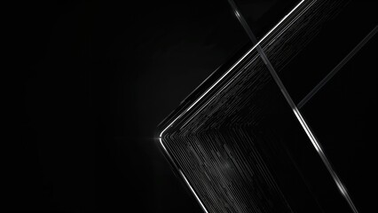 Poster - Modern design with glowing lines and three-dimensional shapes in dark tones