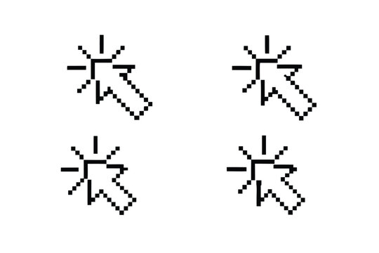Four Computer Mouse Cursors Design in Various Styles and Colors Vector Illustration
