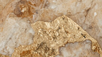 Poster - Agate crystal natural stone featuring gold leaf, perfect for decorative home surfaces
