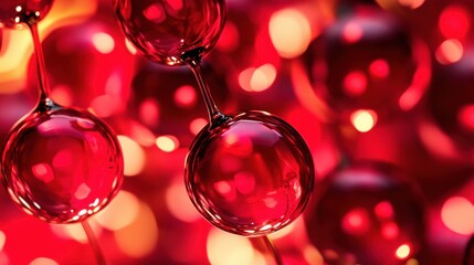 Poster - Abstract display of red glass spheres with glowing light effects