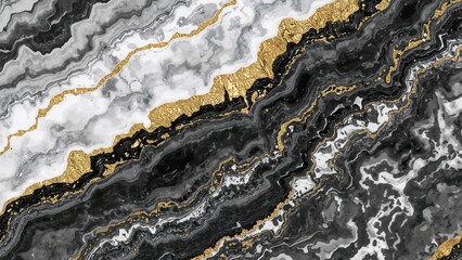 Poster - Decorate your walls with abstract marble art wallpapers showcasing watercolor geode paintings similar to resin geodes, highlighted by gray, white, black, and gold tones.