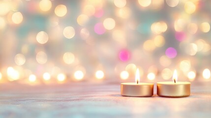 Poster - Elegant candles glow softly in a festive background during a celebration
